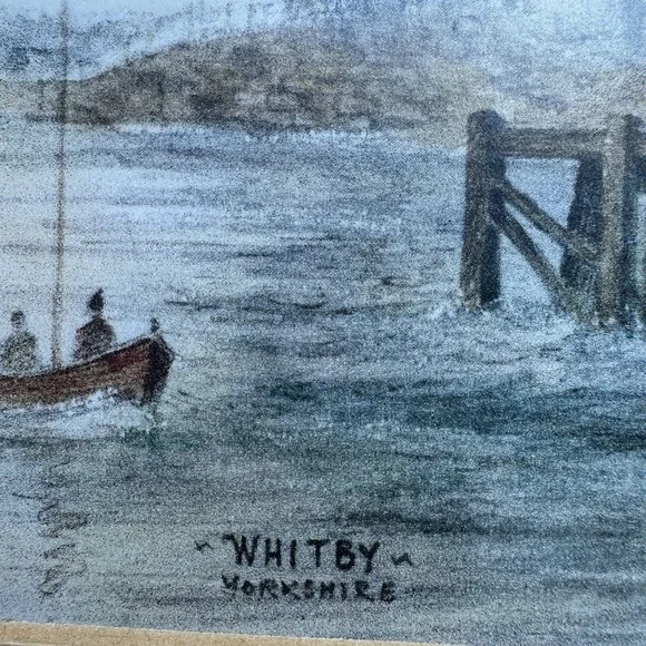 Vintage Whitby Harbour Watercolor Print  9.5x11.5 Inch Colin Williamson Framed - Picture 5 of 11